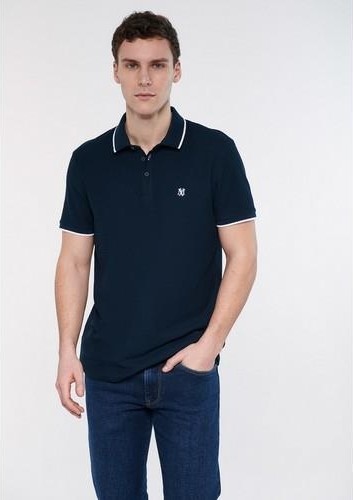 Mavi Şerit Detaylı Lacivert Polo Tişört 066039-30651 görsel 8