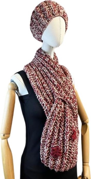 Uretti - Emine 9106 6738 El Örgüsü Bere ve Kaşkol Takımı görsel 3