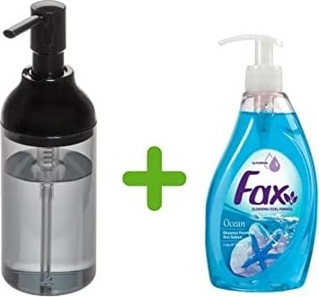 Prime Siyah Füme Sıvı Sabunluk ve 1 Adet 400 ml Sıvı Sabun Okyanus Kokulu görsel 2