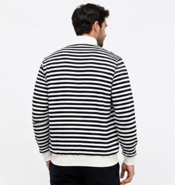 Lacoste Fermuar Yaka Çizgili Regular Fit Ekru Uzun Kol