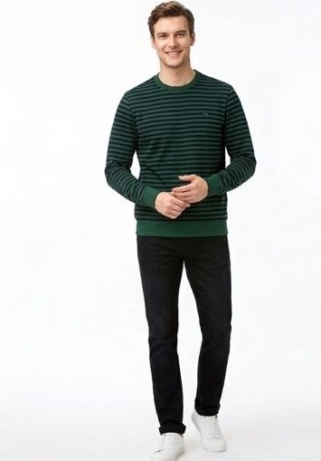 Lacoste Bisiklet Yaka Nefti Regular Fit Çizgili görsel 4