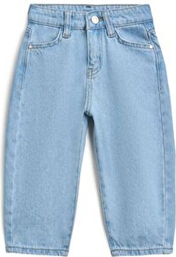 Unisex Çocuk Oversize Denim Pantolon Orta Kalınlıkta Geniş Paça Düz Desenli görsel 4