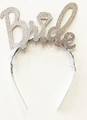 Uravas Store Gümüş Renk Bekarlığa Veda Italik Yazı Alyanslı Bride Taç Smrbride-Pmgumus6