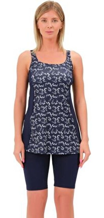Argisa Taytkini Garnili Desenli Şortlu Tankini 5534 Siyah Gri Büyük Beden görsel 6