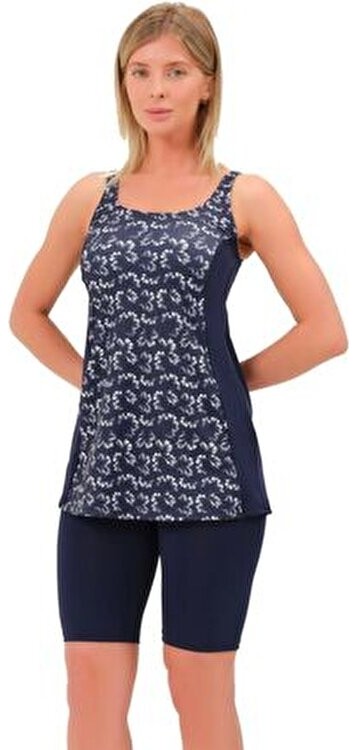 Argisa Taytkini Garnili Desenli Şortlu Tankini 5534 Siyah Gri Büyük Beden görsel 7