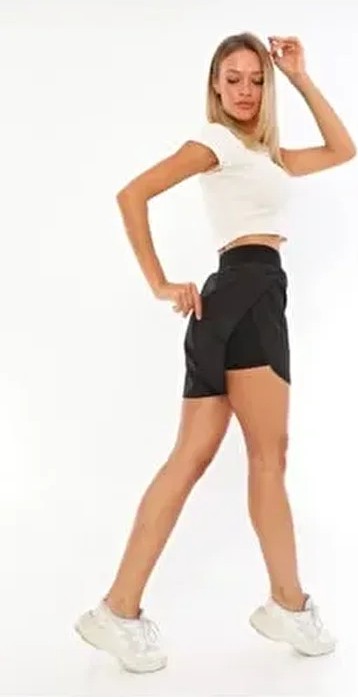 Win Moda Run Sporcu Taytlı Şort Kadınlar İçin Düz Desenli Rahat Fit Yazlık Tasarım
