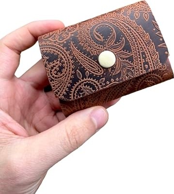 1001 Hakiki Deri Minimal Kartlık, Erkek & Kadın Minimalist Kartvizitlik, Tek Çıtçıtlı Şık Para V görsel 2