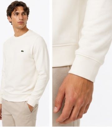 Lacoste Bisiklet Yaka Ekru Regular Fit Sweatshırt görsel 4