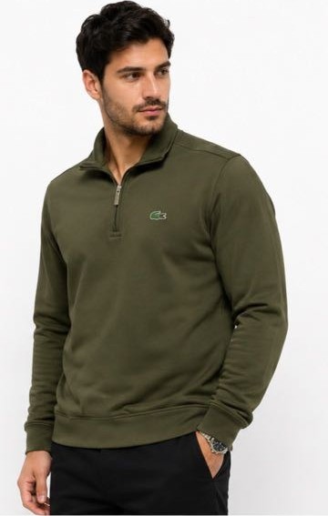 Lacoste Fermuar Yaka Haki Regular Fit görsel 4