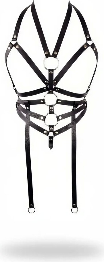 Aesco Siyah Göğüs Harness Suni Deri Halka Detaylı - BRF23 görsel 3