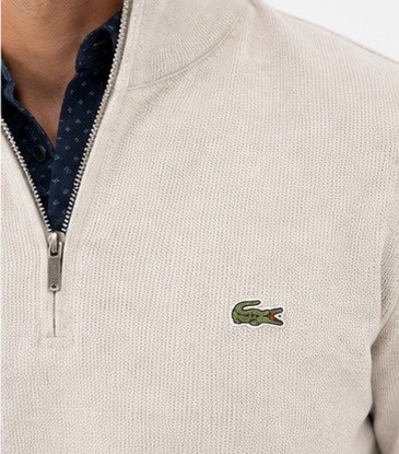 Lacoste Fermuar Yaka Bej DAR KESİM Uzun Kol görsel 5