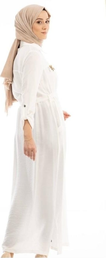 Belirtilmemiş 4023 Gömlek Yaka Önü Cep Görünümlü Beli Bağlamalı Cepleri Taş Çıtçıtlı Kap görsel 3
