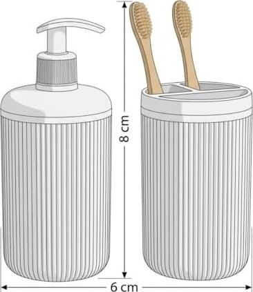 Ikili Sabunluk Seti - Modern Banyo ve Mutfak Tezgah Üstü Seti - Sıvı Sabunluk ve Losyon Şişesi - Paslanmaz Pompalı 2'li Set
