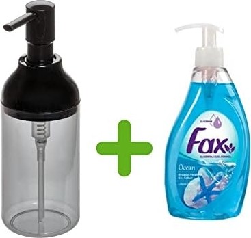 Prime Siyah Füme Sıvı Sabunluk ve 1 Adet 400 ml Sıvı Sabun Okyanus Kokulu