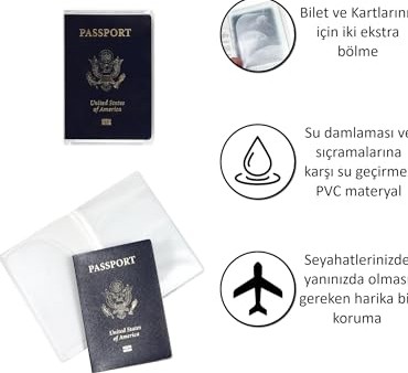 1001 Pvc Transparan Pasaport Kaplama Koruma Kılıfı Şeffaf görsel 5