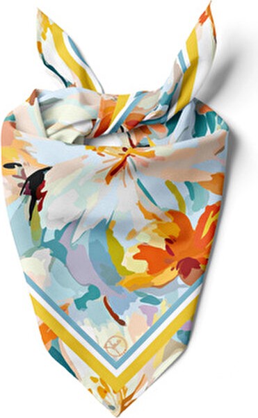 Tua İpek Güneş Işığı Bahçesi Desen 55X55CM Bandana/fular