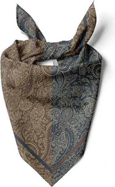 Mocha Paisley Desen 55X55CM Bandana/fular görsel 4