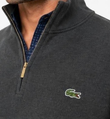 Lacoste Fermuar Yaka Antrasit Dar Kesim Uzun Kol