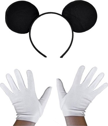 TeknoKapsül Siyah Mickey Mouse Tacı ve Beyaz Eldiven Seti