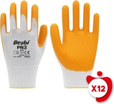 TeknoKapsül Pn3 Polyester Örme Nitril Iş Eldiveni 10 Beden 12 Adet