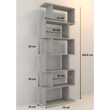 Miristanbul 6 Raflı Kitaplık Dekoratif Raf Zigzag Kitaplık Fiyatı