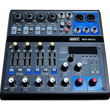 Midex MDX-06FXU Ses Mikseri Stüdyo Kayıt İçin 6 Kanal Ses Fiyatı