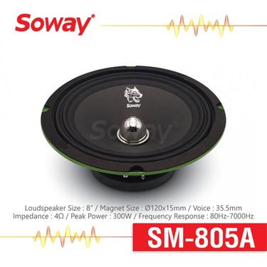 Exvol Soway SM-805A 20CM Midrange Kurşun Göbek 300W 60RMS Fiyatı