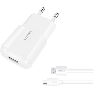 Sunix 2.1A Usb-A Girişli Micro Şarj Aleti Seti Beyaz S-21 Fiyatı
