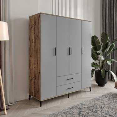 Afilli Urla 4 Kapaklı 2 Çekmeceli Gardrop Tamamı Mdf( Atlas Fiyatı