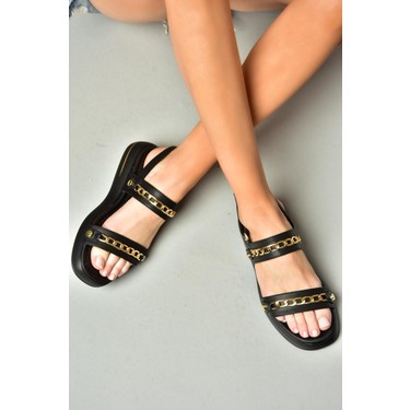 Fox Shoes S518105609 Siyah Gold Zincir Detaylı Kadın Fiyatı