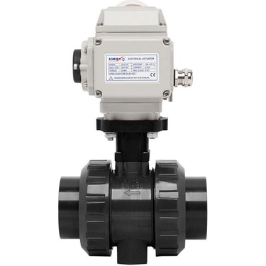 Unox Ø90 220V Ac Elektrik Aktüatörlü U-Pvc Küresel Vana Asit Fiyatı