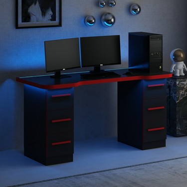 phénix ミドラーブラック/レッド X-Force Phoenix 6 Çekmeceli Oyuncu Masası Rgb LED Işıklı - Fiyatı