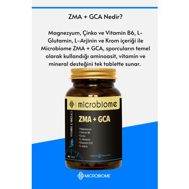 Microbiome Zma + Gca 60 Tablet (Magnezyum, Vitamin B6, Fiyatı