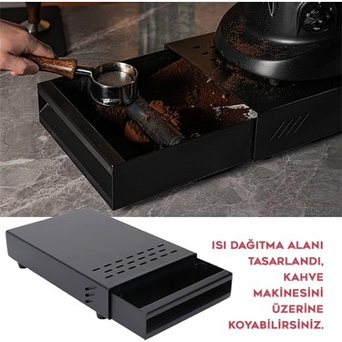 Kahveciniz Siyah Metal Kahve Posa Çekmecesi Knock Box Kahve Fiyatı