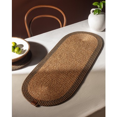 Madame Coco Alsace Masa Runner Oval Şekil Bej Renk %95 Fiyatı