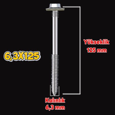 Badem10 Betofast Vidası 6.3X125 Paket 100 Adet Sivri Uçlu Fiyatı