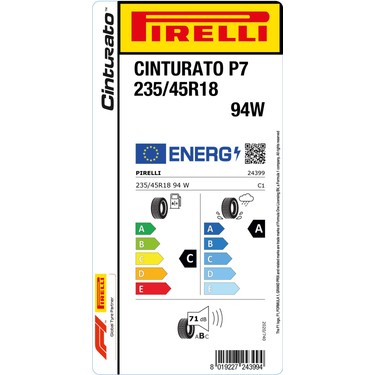 Pirelli 235/45 R18 94W Cinturato P7 Oto Yaz Lastiği ( Üretim Fiyatı