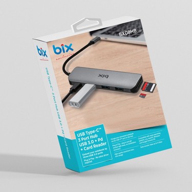 Bix BX08HB 6in1 Type-C Hub 3x USB 3.0, Micro SD / SD, PD Fiyatı