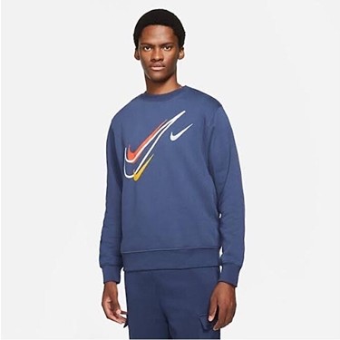 Nike Sportswear Multi Swoosh Graphic Fleece Sweatshirt Midnight Navy