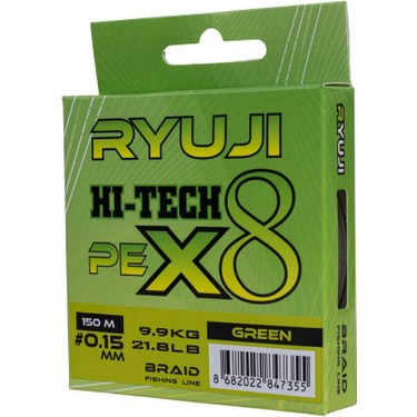 Ryuji Hi-Tech X8 150M Green Ip Misina 9.9kg Çekeri 0.15mm Fiyatı