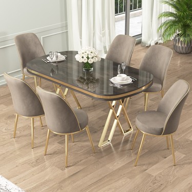 Lai Serisi 90X160 Lak Panel Antrasit Ironi Gold Ayak Masa Fiyatı