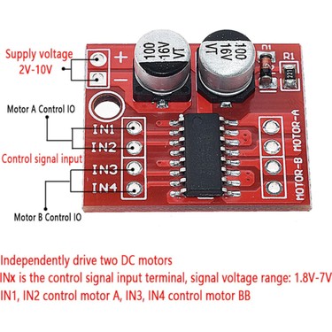 Robiz Mini L298N MX1508 Iki Kanal Dc Motor Sürücü Modül 1.5A Fiyatı