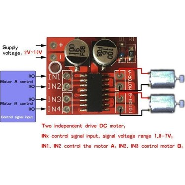 Robiz Mini L298N MX1508 Iki Kanal Dc Motor Sürücü Modül 1.5A Fiyatı