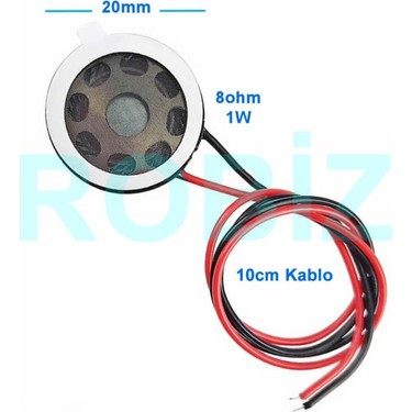 Robiz Hoparlör 1W 8ohm 20MM Yuvarlak 10CM Kablolu Mini 2cm Fiyatı
