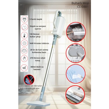 Toshi Buhar Basınçlı Dezenfeksiyon Etkili Mop - Buharlı Mop Fiyatı