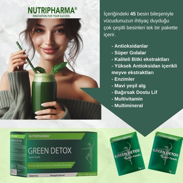 Nutripharma Green Detox Super Foods, 30 Saşe, Ananas Fiyatı