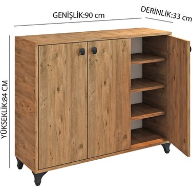 Zeyn Mobilya Konak 3 Kapaklı Ayakkabılık Çok Amaçlı 3 Fiyatı