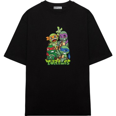 Green Mint Oversize T-Shirt Ninja Turtles Cartoon Fiyatı