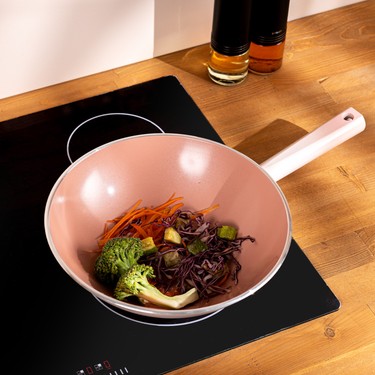 Emsan Swiss Crystal Pembe Wok Tava 28 cm Seramik Kaplama ile Fiyatı