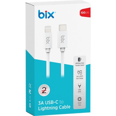 Bix BX-IP02UC Type-C To Lightning Data ve Şarj Kablosu Beyaz Fiyatı